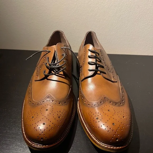 Joseph Abboud Tan Leather Brogue Oxfords - Size 13M/46M - NIB - Picture 5 of 6